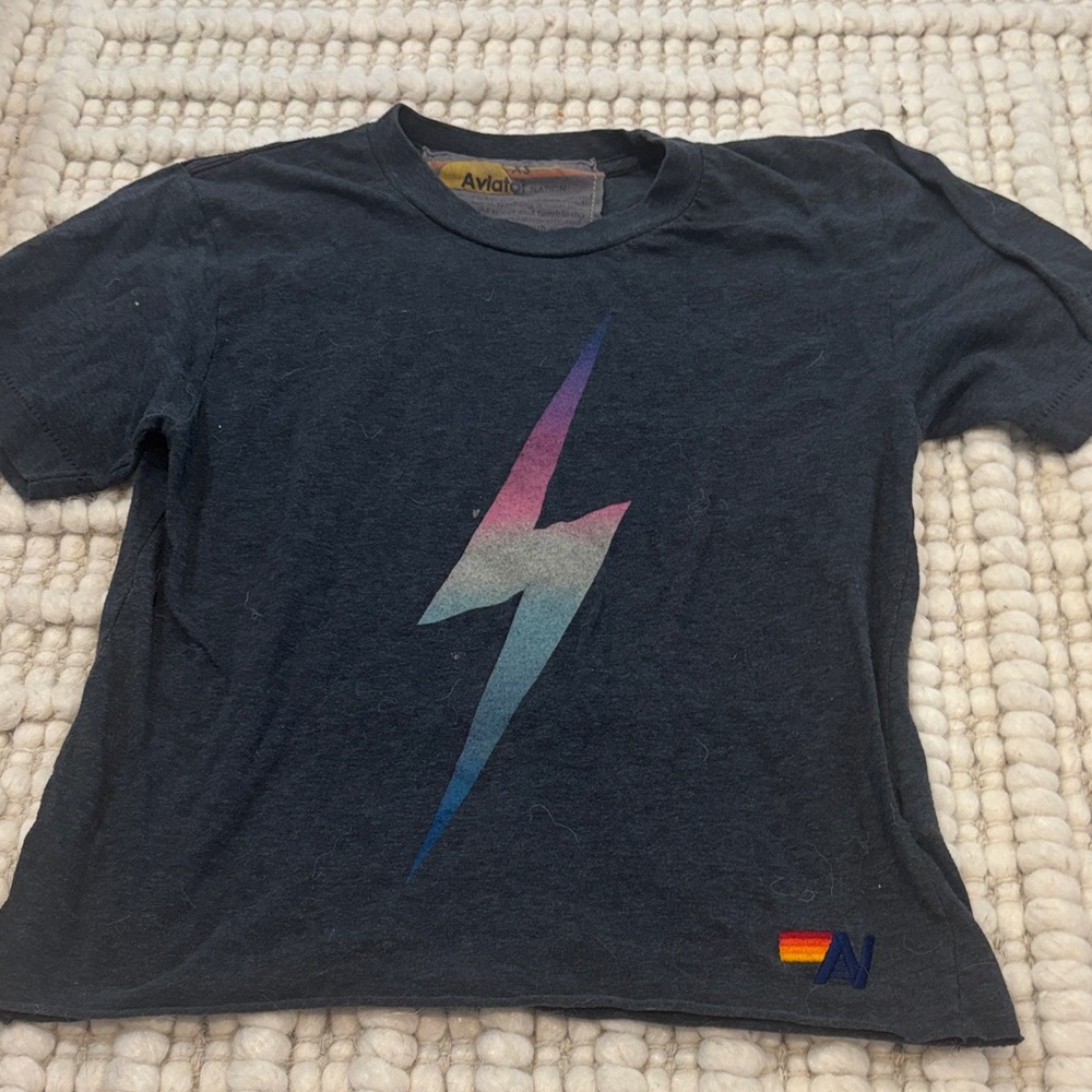 Aviator Nation Kids Dark Blue Tee with Lightning Bolt